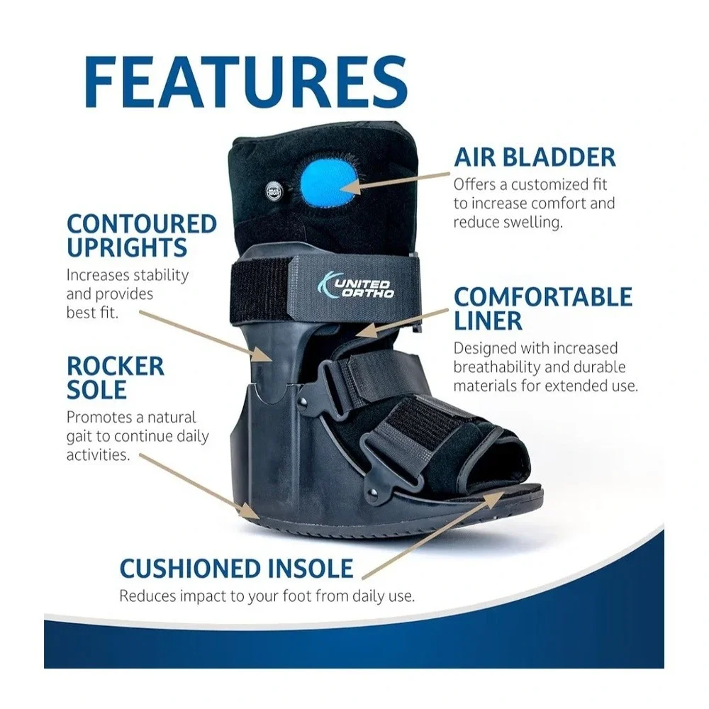 United Ortho USA14115 Short Air Cam Walker Fracture Boot, XS,‎ Black